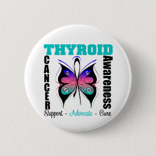 Thyroid Cancer  Awareness Butterfly 6 Cm Round Badge