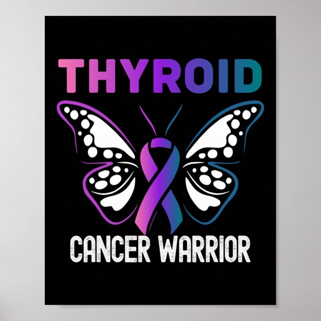 Thyroid Cancer Awareness Butterfly Ribbon  Poster (Front)