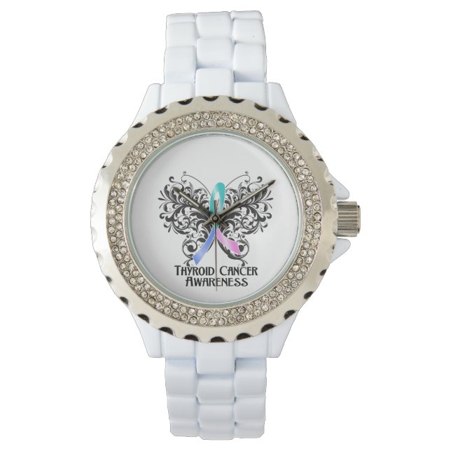 Thyroid Cancer Awareness Butterfly Watch (Front)