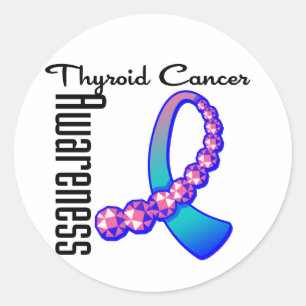 Thyroid Cancer Awareness Gemstone Ribbon Classic Round Sticker