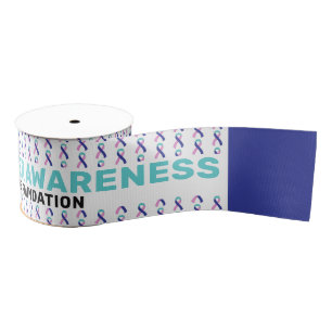 Thyroid Cancer Awareness Pattern Ribbon Grosgrain Ribbon