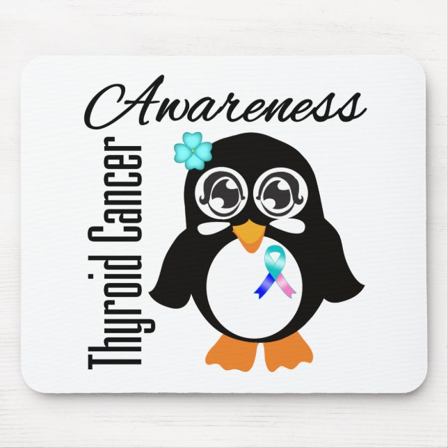 Thyroid Cancer Awareness Penguin Mouse Mat (Front)