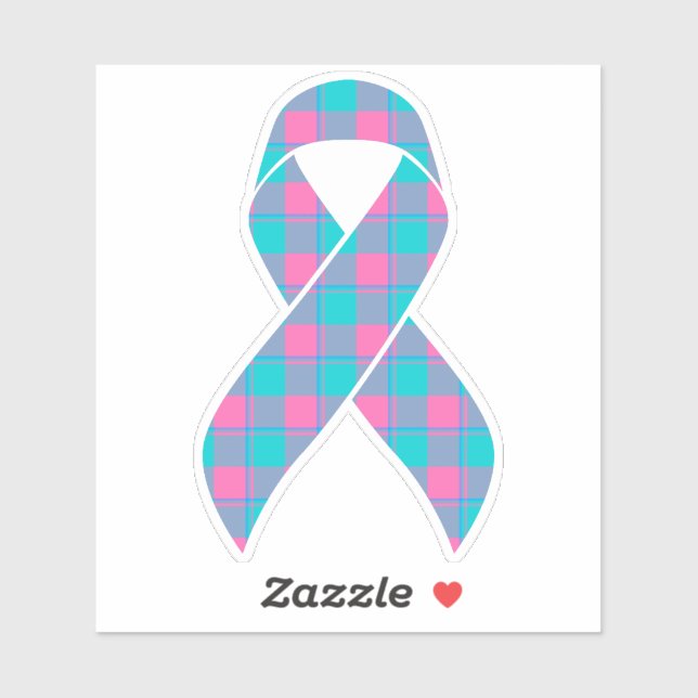 Thyroid Cancer Awareness Plaid Teal Ribbon (Sheet)