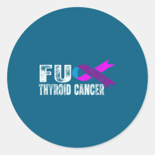 Thyroid Cancer Awareness Retro Thyroid Cancer Surv Classic Round Sticker