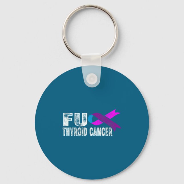 Thyroid Cancer Awareness Retro Thyroid Cancer Surv Key Ring (Front)