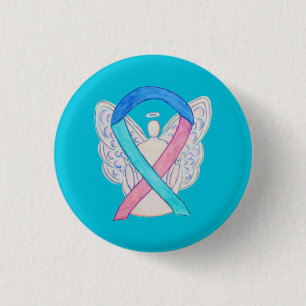 Thyroid Cancer Awareness Ribbon Angel Pin Buttons