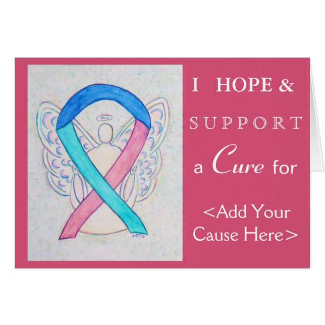 Thyroid Cancer Awareness Ribbon Art Greeting Cards (Front Horizontal)