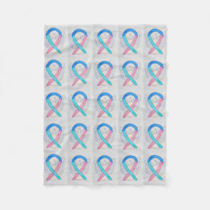 Thyroid Cancer Awareness Ribbon Fleece Blankets