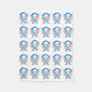 Thyroid Cancer Awareness Ribbon Fleece Blankets