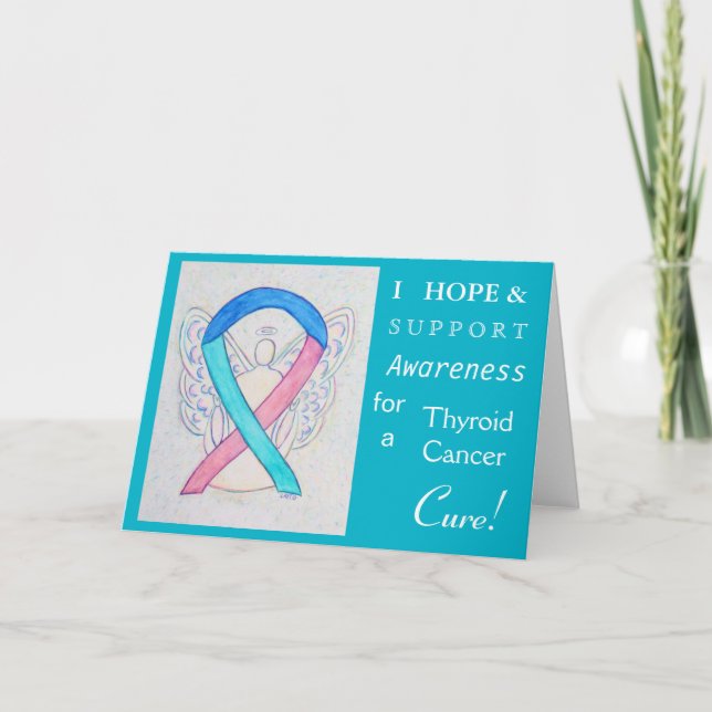 Thyroid Cancer Awareness Ribbon Greeting Card (Front)