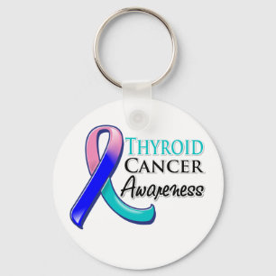 Thyroid Cancer Awareness Ribbon Key Ring