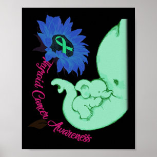 Thyroid Cancer Awareness Sunflower Elephant Costum Poster