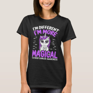 Thyroid Cancer Awareness Unicorn Purple Ribbon T-Shirt