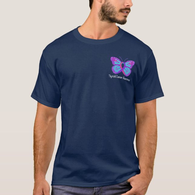 Thyroid Cancer Butterfly Awareness Ribbon T-Shirt (Front)
