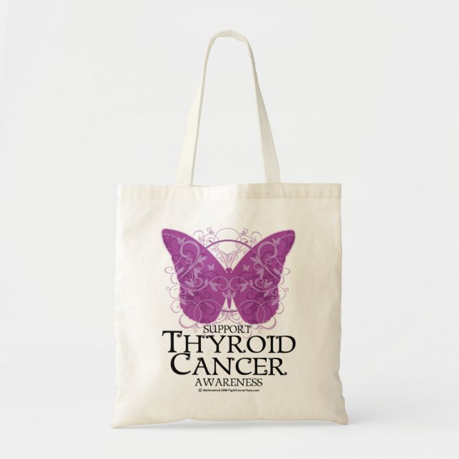 Thyroid Cancer Butterfly Tote Bag (Front)