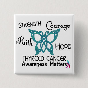 Thyroid Cancer Celtic Butterfly 3 15 Cm Square Badge