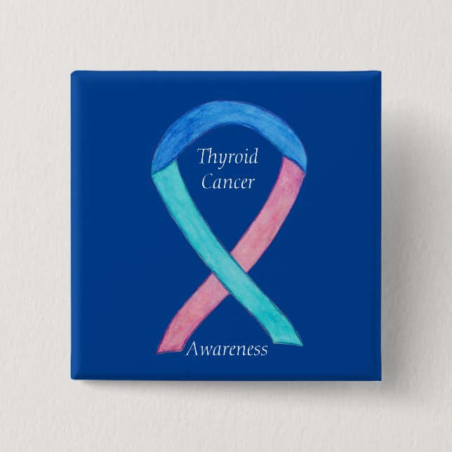 Thyroid Cancer Custom Awareness Ribbon Pins (Front)