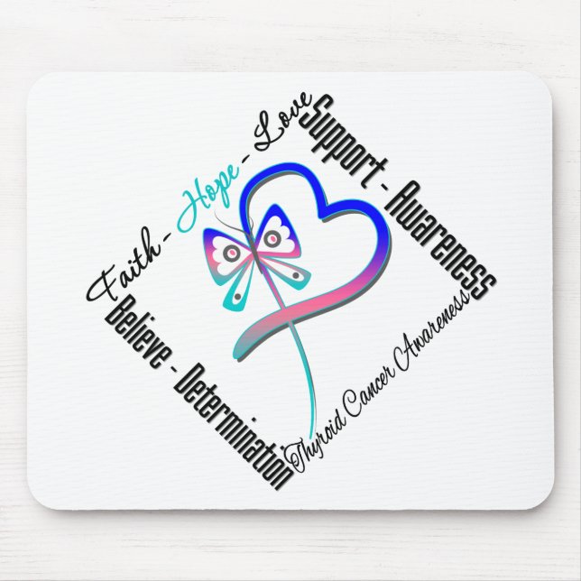 Thyroid Cancer Faith Hope Love Butterfly Mouse Mat (Front)