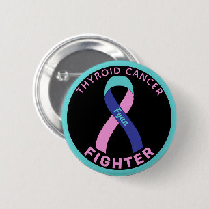Thyroid Cancer Fighter Ribbon Black Button