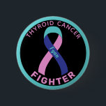 Thyroid Cancer Fighter Ribbon Black Button<br><div class="desc">Thyroid Cancer Fighter Ribbon Black Button for awareness and support for people fighting thyroid cancer.</div>