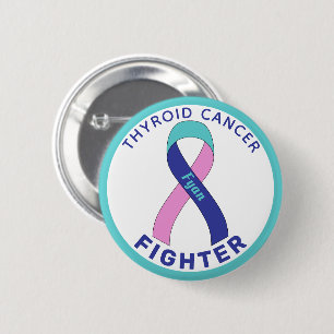 Thyroid Cancer Fighter Ribbon White Button