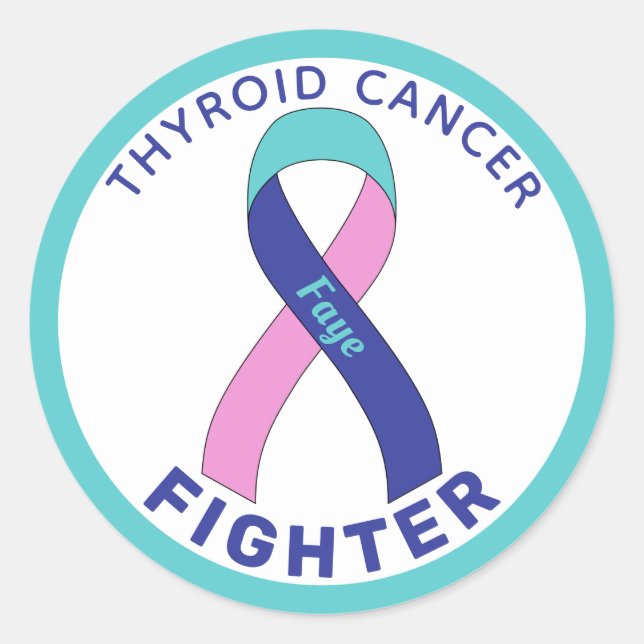 Thyroid Cancer Fighter Ribbon White Round Sticker (Front)
