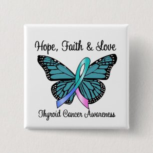 Thyroid Cancer Hope Butterfly 15 Cm Square Badge