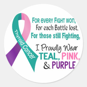 Thyroid Cancer I Proudly Wear Teal Purple Pink 1 Classic Round Sticker