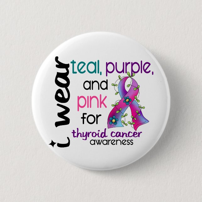 Thyroid Cancer I Wear Ribbon For Awareness 43 6 Cm Round Badge (Front)