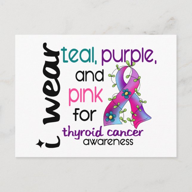 Thyroid Cancer I Wear Ribbon For Awareness 43 Postcard (Front)