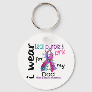 Thyroid Cancer I Wear Ribbon For My Dad 43 Key Ring