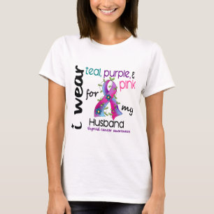 Thyroid Cancer I Wear Ribbon For My Husband 43 T-Shirt
