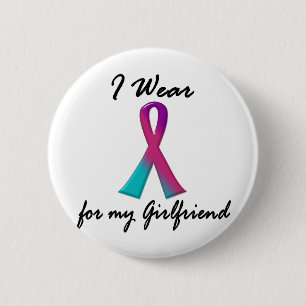 Thyroid Cancer I WEAR THYROID RIBBON 1 Girlfriend 6 Cm Round Badge