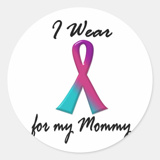 Thyroid Cancer I WEAR THYROID RIBBON 1 Mummy Classic Round Sticker (Front)
