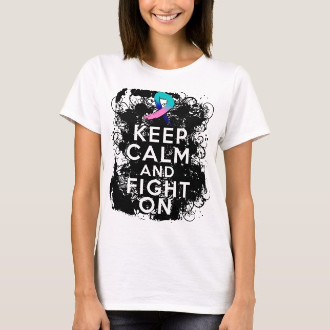 Thyroid Cancer Keep Calm and Fight On.png T-Shirt (Front)