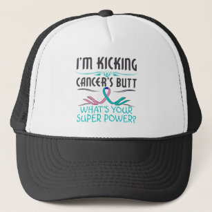 Thyroid Cancer Kicking Cancer Butt Super Power Trucker Hat