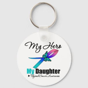 Thyroid Cancer My Hero My Daughter Key Ring