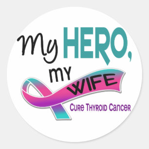 Thyroid Cancer MY HERO MY WIFE 42 Classic Round Sticker