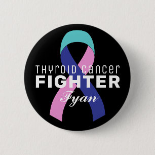 Thyroid Cancer Ribbon Black Button