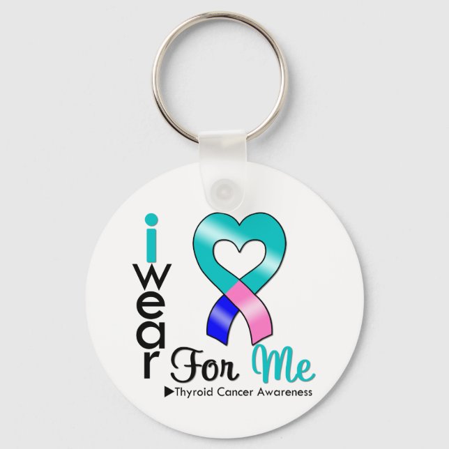 THYROID CANCER Ribbon For Me Key Ring (Front)