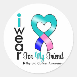 Thyroid Cancer Ribbon For My Friend Classic Round Sticker
