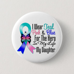 Thyroid Cancer Ribbon Hero My Daughter 6 Cm Round Badge