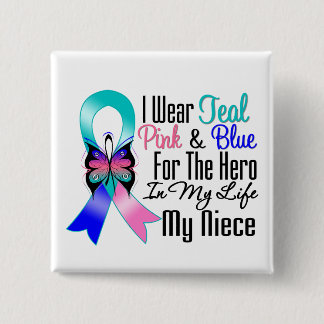 Thyroid Cancer Ribbon Hero My Niece 15 Cm Square Badge