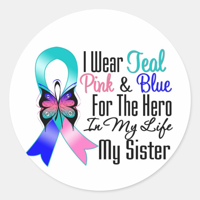Thyroid Cancer Ribbon Hero My Sister Classic Round Sticker (Front)