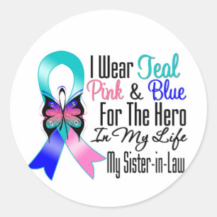 Thyroid Cancer Ribbon Hero My Sister in Law Classic Round Sticker
