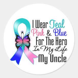 Thyroid Cancer Ribbon Hero My Uncle Classic Round Sticker