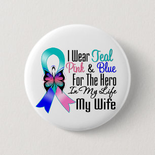 Thyroid Cancer Ribbon Hero My Wife 6 Cm Round Badge
