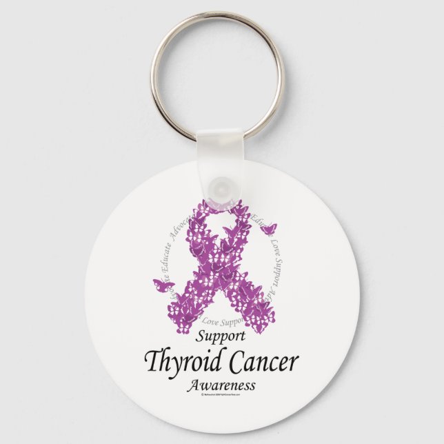 Thyroid Cancer Ribbon of Butterflies Key Ring (Front)