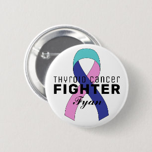 Thyroid Cancer Ribbon White Button