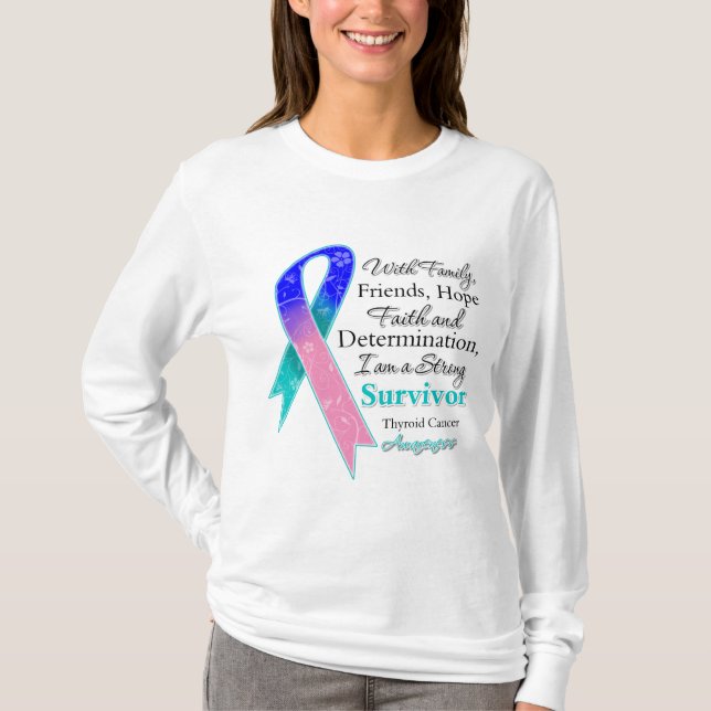 Thyroid Cancer Support Strong Survivor T-Shirt (Front)